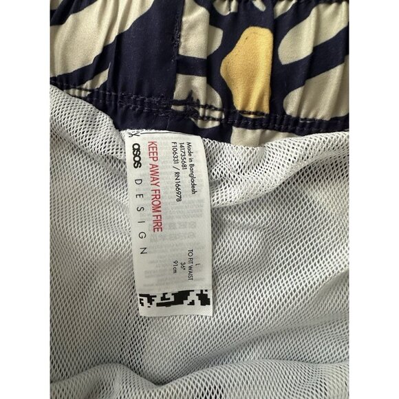 ASOS DESIGN swim shorts in super short length in daisy print in navy Size L New - Picture 6 of 13